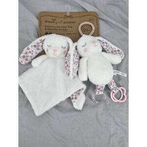 Dreamgro baby girlr Toy & Blankie Buddy 2pc Set White Bunny Floral